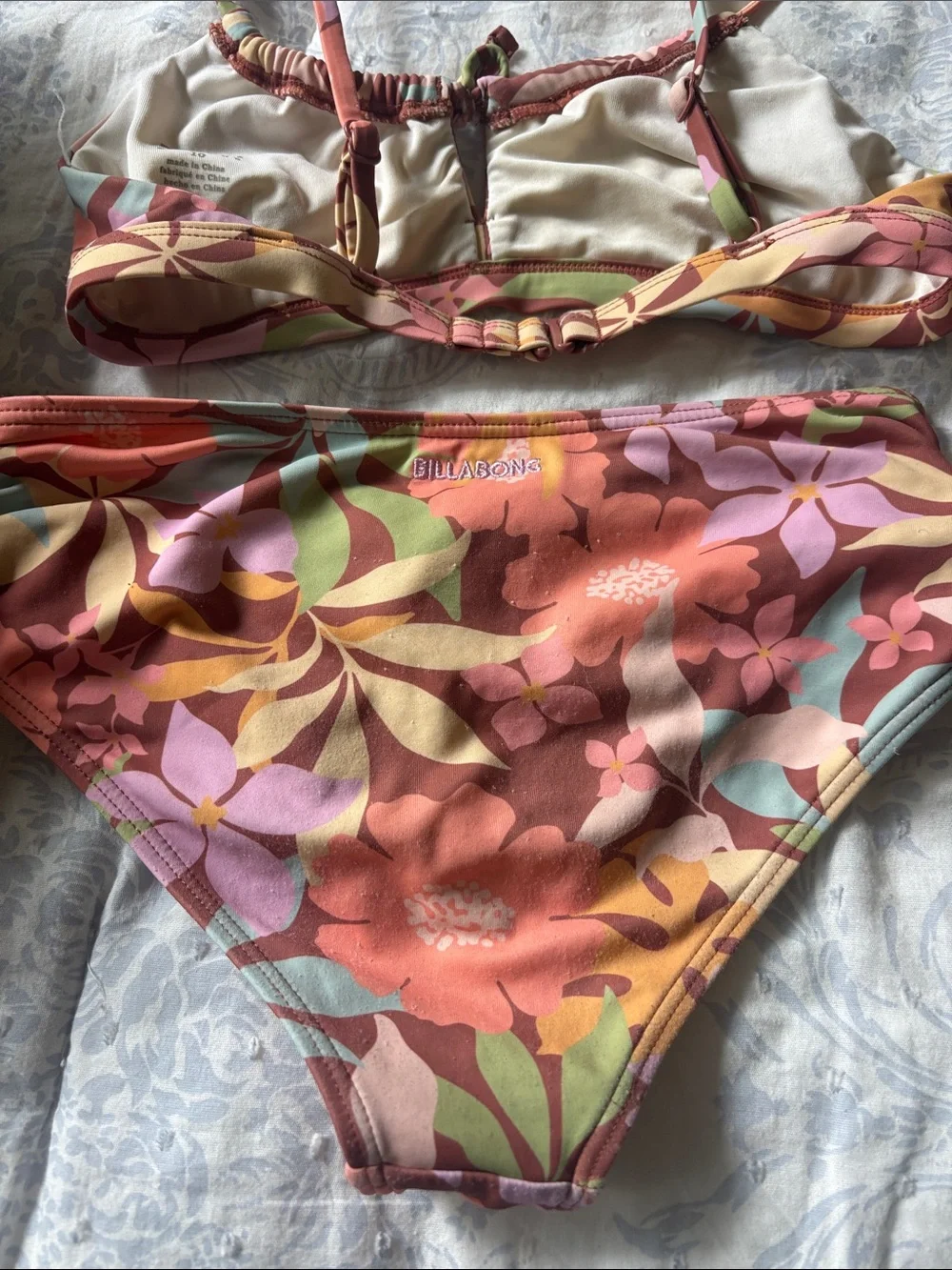 Billabong Girls Floral Tie-Detail Bikini Set in Multi-Color
